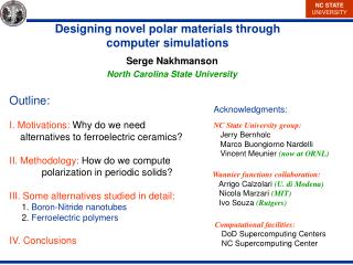 Outline: I. Motivations: Why do we need alternatives to ferroelectric ceramics?