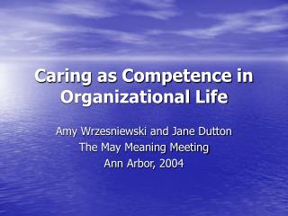 Caring as Competence in Organizational Life