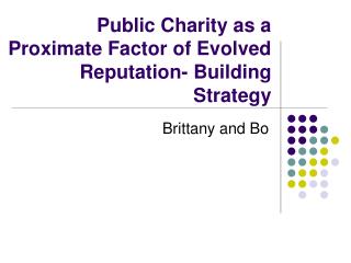 Public Charity as a Proximate Factor of Evolved Reputation- Building Strategy