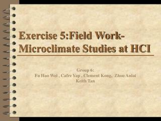 Exercise 5:Field Work-Microclimate Studies at HCI