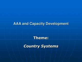 AAA and Capacity Development