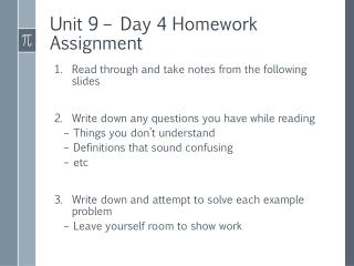 Unit 9 – Day 4 Homework Assignment