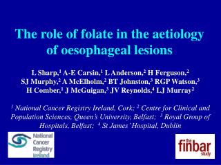 The role of folate in the aetiology of oesophageal lesions