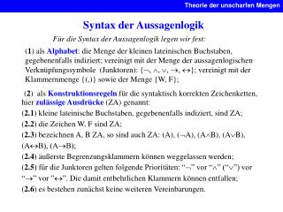 Syntax der Aussagenlogik