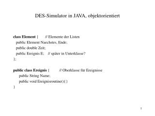 DES-Simulator in JAVA, objektorientiert