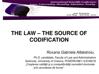Albastroiu Roxana The law the source of codification