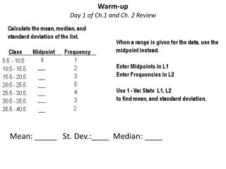Warm-up Day 1 of Ch.1 and Ch. 2 Review