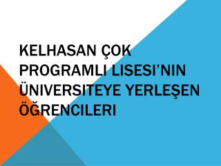 Kelhasan Çok Programlı Lisesi’nin Üniversiteye Yerleşen Öğrencileri