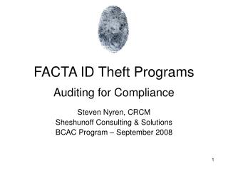 FACTA ID Theft Programs