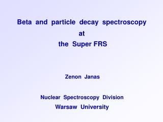 Beta and particle decay spectroscopy at the Super FRS