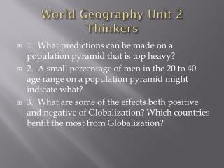 World Geography Unit 2 Thinkers