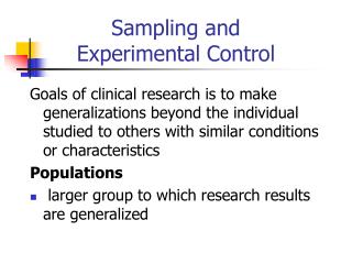 Sampling and Experimental Control