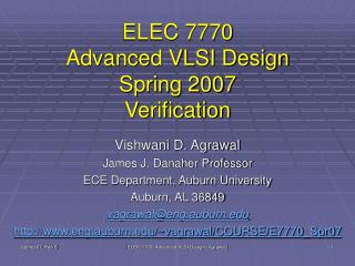 ELEC 7770 Advanced VLSI Design Spring 2007 Verification