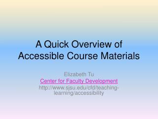 A Quick Overview of Accessible Course Materials