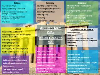 Autumn Term 2012 It’s all Greek to me!
