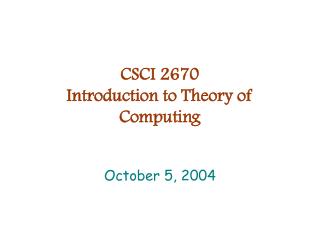 CSCI 2670 Introduction to Theory of Computing