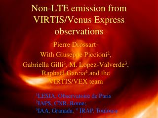 Non-LTE emission from VIRTIS/Venus Express observations