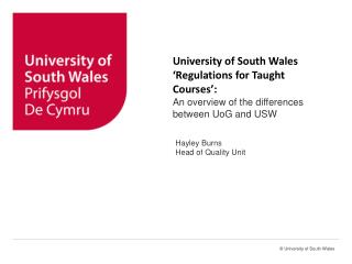 University of South Wales ‘Regulations for Taught Courses’: