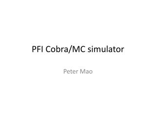 PFI Cobra/MC simulator