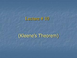 Lecture # 10