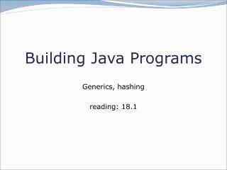 Building Java Programs