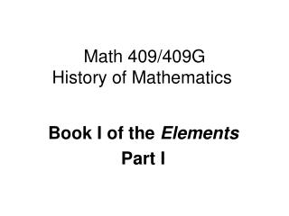 Math 409/409G History of Mathematics