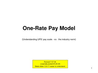 One-Rate Pay Model ( Understanding UPS’ pay scale -vs- the industry norm )