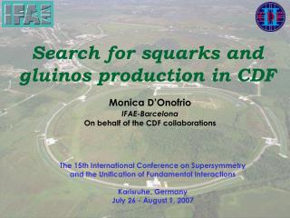 Search for squarks and gluinos production in CDF