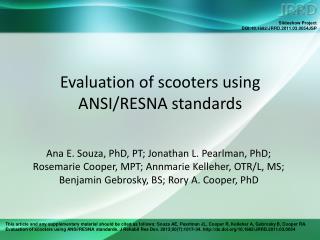 Evaluation of scooters using ANSI/RESNA standards