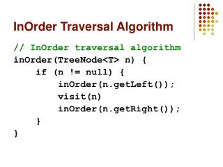 InOrder Traversal Algorithm