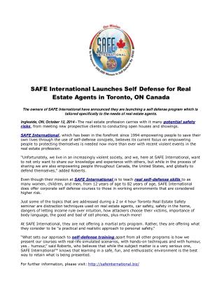SAFE International Launches Self Defense for Real Estate Age