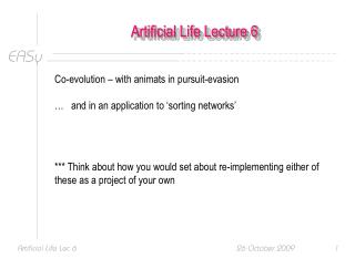 Artificial Life Lecture 6