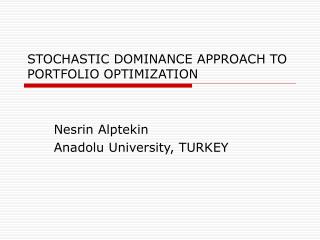 STOCHASTIC DOMINANCE APPROACH TO PORTFOLIO OPTIMIZATION