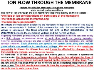 ION FLOW THROUGH THE MEMBRANE