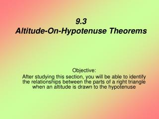 9.3 Altitude-On-Hypotenuse Theorems