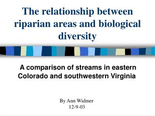The relationship between riparian areas and biological diversity