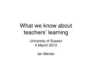 What we know about teachers’ learning