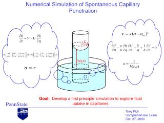 Numerical Simulation of Spontaneous Capillary Penetration