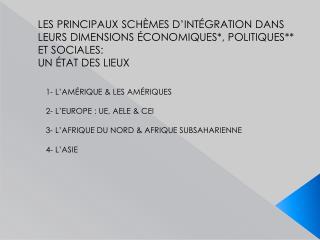 LES PRINCIPAUX SCHÈMES D’INTÉGRATION DANS LEURS DIMENSIONS ÉCONOMIQUES*, POLITIQUES**