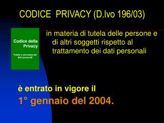 CODICE PRIVACY (D.lvo 196/03)