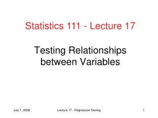 Testing Relationships between Variables