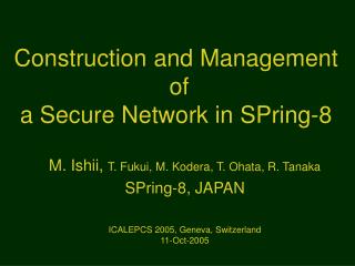 Construction and Management of a Secure Network in SPring-8