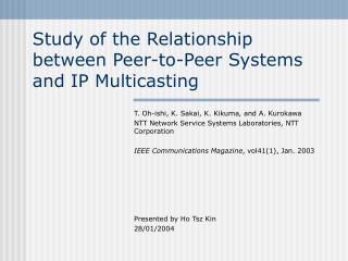 Study of the Relationship between Peer-to-Peer Systems and IP Multicasting