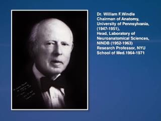 Dr. William F.Windle Chairman of Anatomy, University of Pennsylvania, (1947-1951),