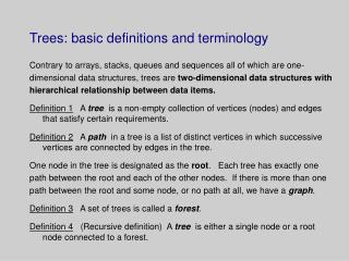 Trees: basic definitions and terminology
