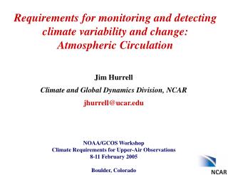 Requirements for monitoring and detecting climate variability and change: Atmospheric Circulation