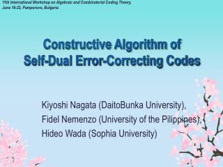 Constructive Algorithm of Self-Dual Error-Correcting Codes