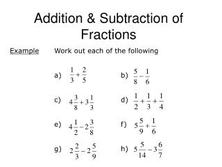 PPT - Addition & Subtraction of Fractions PowerPoint Presentation - ID ...