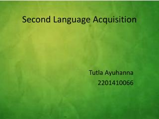 Second Language Acquisition