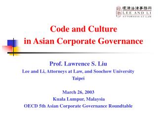Code and Culture in Asian Corporate Governance